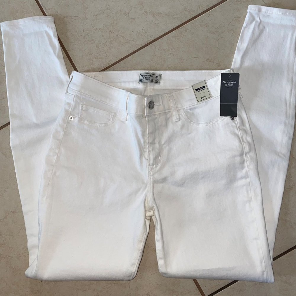 Abercrombie Harper LowRise Super Skinny White Jeans Sz 27/4R NWT's